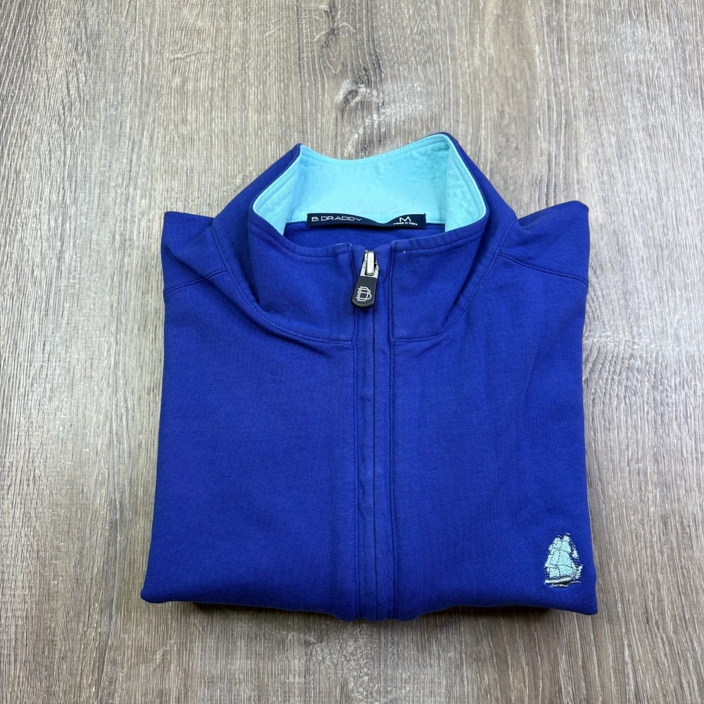 B.Draddy Mens Blue Quarter Zip Eagle Logo Performance Pullover SweatShirt Size M